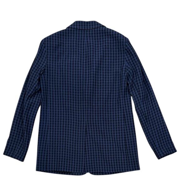 Tibi Gingham Oversized Blazer In Navy/Black - Picture 4 of 8